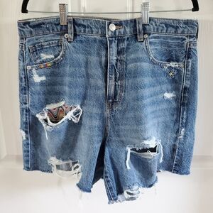 American Eagle Outfitters Distressed Blue Denim Pride Shorts. NWT. #MP